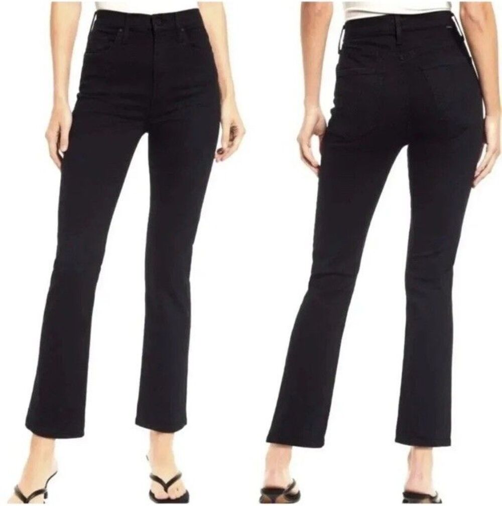 Mother Jeans Black Denim The Hustler Ankle Fray Not Guilty Straight Leg Size 23